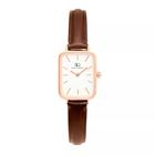 Relógio Feminino Quadrado Couro Marrom Square Bronx Rosé Gold Fundo Branco Saint Germain