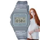 Relógio Feminino Quadrado Digital Casio Retro Vintage Resistente Água Esportivo Translucido Cinza F-91WS-8DF