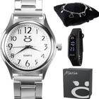 Relógio Feminino Quartz Prata Original + Kit Relogio Bracelete e Pulseira Pandora Presente