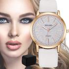Relógio Feminino Rosê Branco Quartz Brilhante + Caixa
