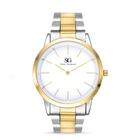 Relógio Feminino Saint Germain Belmont Bicolor Prata e Dourado 40mm Pulseira de Metal