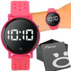 Relogio feminino silicone rosa digital premium led + caixa ajustavel esportivo data qualidade leve