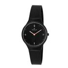 Relógio Feminino Slim Preto Pulseira Telinha E Números Oslo