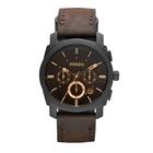 Relógio Fossil Men's Machine FS4656, cronógrafo, couro, preto