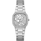 Relógio GUESS feminino analógico prata flor strass GW0544L1