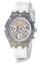 Relógio GUESS Ladies 38 mm, pulseira branca, mostrador branco, caixa prateada