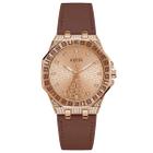 Relógio GUESS Ladies, 38 mm, pulseira marrom, capa em tom de ouro rosa