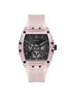 Relógio GUESS Masculino - Caixa 43mm, Mostrador Preto e Pulseira Rosa