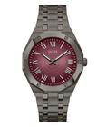 Relógio GUESS para homens, pulseira GUNMETAL, caixa de 42 mm, mostrador vermelho