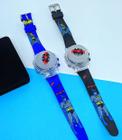 Relógio Infantil Digital Giratório Pisca Luz Led Colorido Super Heróis Disney Crianças Frozen Batman Homem Aranha 2023