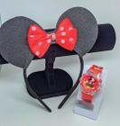 Relógio Infantil Digital Led Pisca Luz Led Colorido Toca Musica Disney Minnie Mouse + Tiara Arquinho com Laço Orelhas
