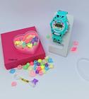Relógio Infantil Digital Menina Esportivo + Kit Miçangas Coloridas para Montar Colar Pulseiras estojo Presente - LVO