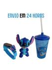 Relógio Infantil Stitch Com Copo Infantil Mais Boneco Stitch Menino Para Crianças Novo