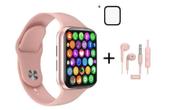 Relogio Inteligente Smart Watch W34S Troca Pulseira Ligaçoes Monitor Cardiaco rosa mais fone U19 mais pelicula