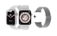 Relógio Inteligente Smartwatch Branco Para Homens Mulheres c/ Duas Pulseiras