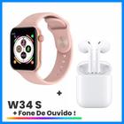 Relogio Inteligente W34S Frequência Cardíaca Oxigenação Pressão Arterial Com Fone Bluetooth i12 5.0