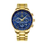 Relogio KYORE 2351 Masculino dourado fundo azul muito top