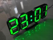 Relógio led digital 3D alarme temperatura data preto/led verde