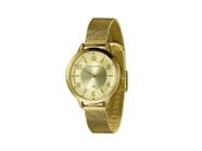 Relogio Lince Feminino Dourado grande pulseira esteira de aço LRG4747L38 C2KX