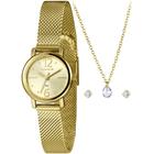 Relogio Lince Feminino Dourado pequeno pulseira esteira kit semi joia classico social a prova dagua LRGH235L25 K0CFC2KX