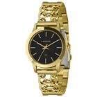 Relogio Lince Feminino Dourado preto pulseira com elos minimalista sofisticado moderno luxo prova dagua LRG4773L36 P1KX