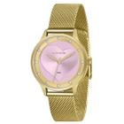 Relogio Lince Feminino Social Dourado Lrg4725l Original Cor Do Fundo Rosa