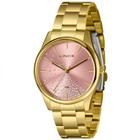 Relógio Lince Urban Feminino Dourado Analógico Mostrador Na Cor Rosa