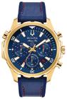 Relógio Masculino Bulova Marine Star Couro Azul/Gold 97B168