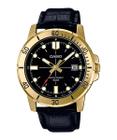 Relógio Masculino Casio Dourado Com Pulseira De Couro Data