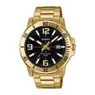 Relogio Masculino Casio Dourado Fundo Preto com Data MTP-VD01G-1BVUDF