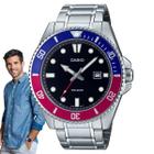 Relógio Masculino Casio Duro Analógico Prova Dágua 200 Metros Aço Inóx Redondo Robusto Esportivo Prata MDV-107D-1A3VDF