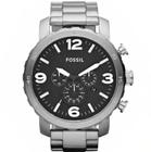Relógio Masculino Cronógrafo Nate Fossil JR1353/1PN Prata