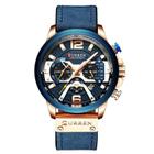 Relógio Masculino Curren 8329 Luxo Pulseira Em Couro Azul