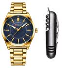Relógio Masculino Curren Dourado Casual Luxo + Acessório