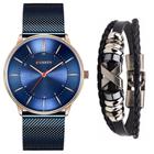 Relógio Masculino Curren Metálico Ultra Fino + Pulseira