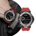 Relógio Masculino Digital Esportivo Vermelho de Pulso com Pulseira de Silicone à Prova D' Água Ultra Resistente Shock Tático Militar Mormaii