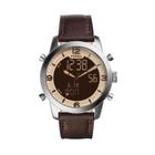 Relógio Masculino Fossil Analógico e Digital Pulseira de Couro Fs5173/0xn