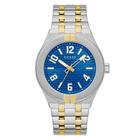 Relógio Masculino GUESS 44mm - Pulseira Bicolor e Mostrador Azul