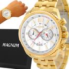 Relógio MAGNUM masculino dourado silicone branco MA34414B - aconfianca