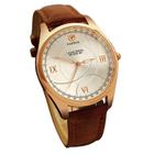 Relógio Masculino Marrom Fundo Branco Presente para namorado com caixa Importado Luxo - YAZOLE