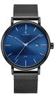 Relógio Masculino Minimalista Moderno Preto Fosco Visor Azul Aço Inox Vanglore 3288a 40mm Social Social Esporte Fino Coleção Selecty