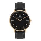 Relógio Masculino Minimalista Pulseira em Couro Estilo Social.