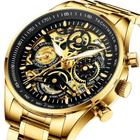 Relógio masculino nibosi 2385 dourado e preto cronógrafo todo funcional inox social