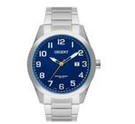 Relogio Masculino Orient a prova dagua prata e azul classico inox MBSS1360 D2SX