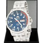 Relogio Masculino Orient Automatico Analogico Prata Mostrador Azul Original Resistente a Agua 1 Ano de Garantia RO469SS058FD1SX