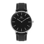 Relógio Masculino Preto Pulseira De Couro Murray Black Hill 40mm