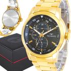 Relógio Masculino Technos Dourado Luxo Original Prova Dágua