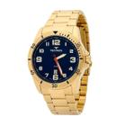 Relógio Masculino Technos Militar Dourado Mostrador Azul Original Resistente à Água 2115MYL1A