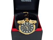 Relógio Masculino Technos Preto Dourado Pulseira de Borracha 2115kza/8p