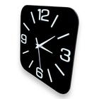 Relógio Mesa e Parede 25cm, quadrado preto, Algarismos Cardinais 3D Brancos, Acompanha Sup.p/ Mesa.